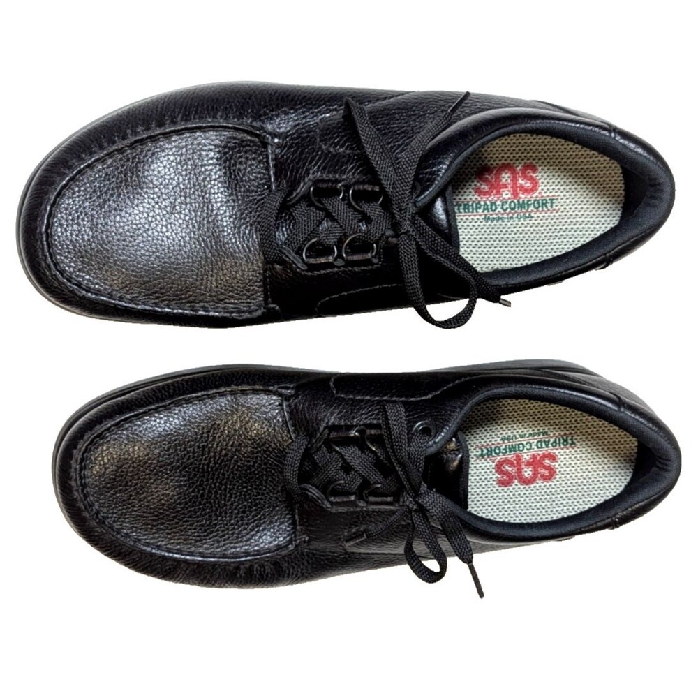 SAS Men's 'Bout Time Comfort Lace Up Loafer Black Pebble Leather Moc Toe 13W USA